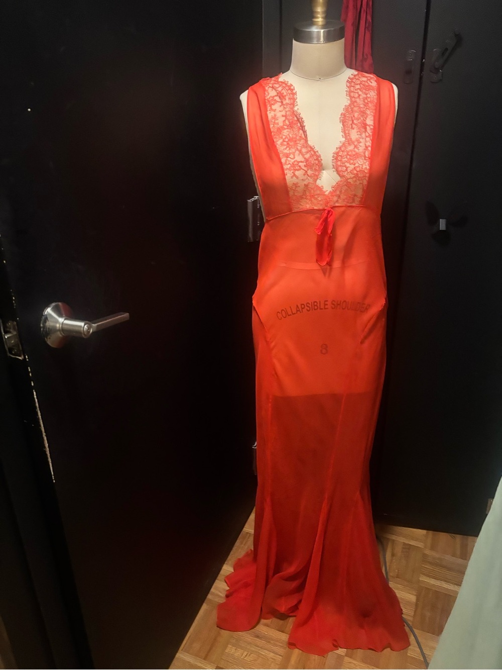 Vintage Victoria’s Secret Black Label Red Lace & Silk Nightgown size Large
